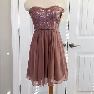 Max and Cleo mauve sequin strapless dress